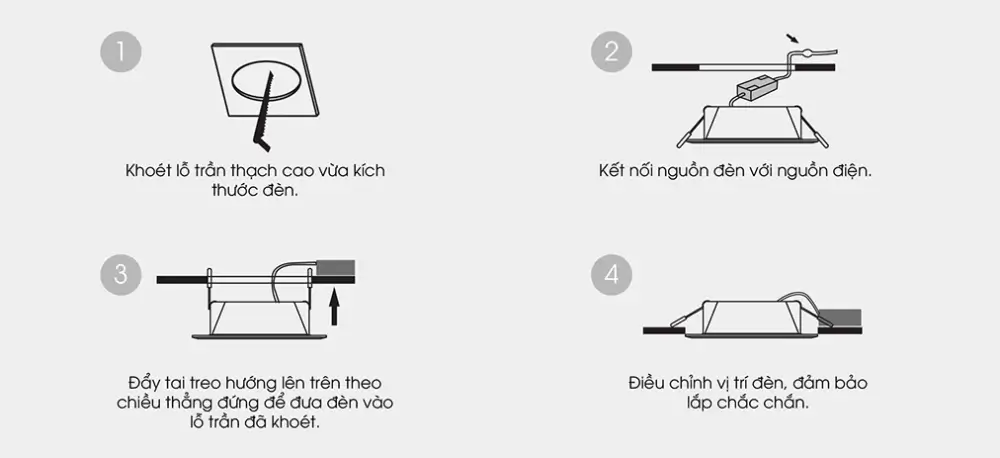 Đèn downlight âm trần lắp đặt