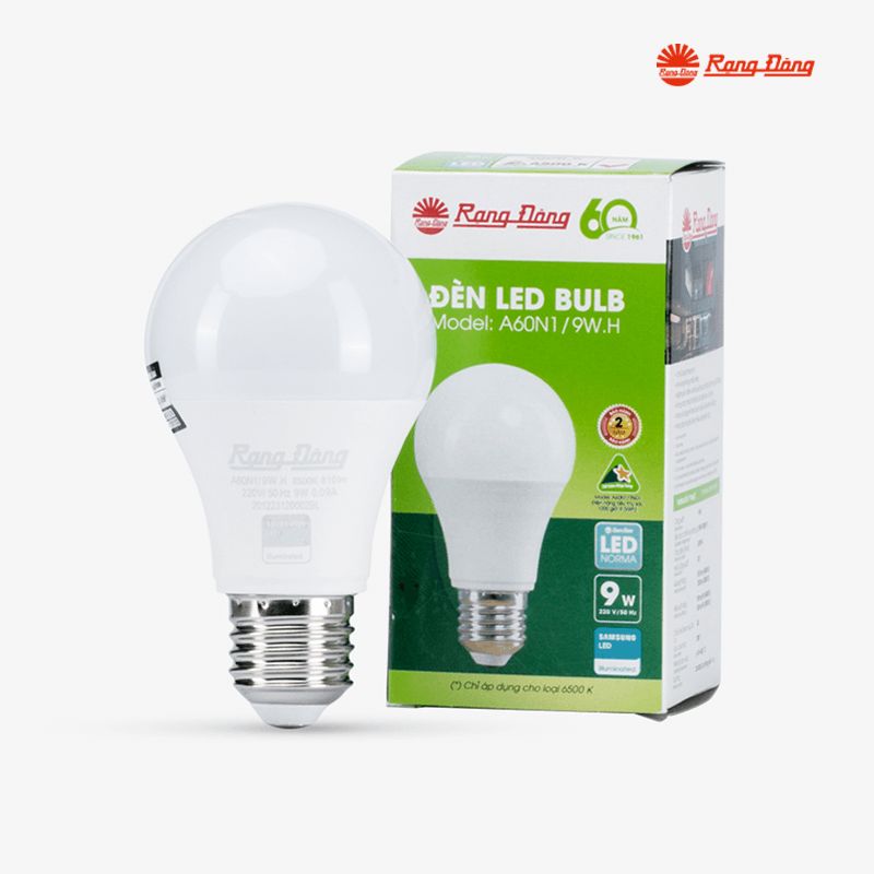 Bóng đèn LED tròn 9W nhôm nhựa Rạng Đông A60N1