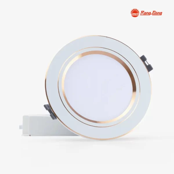 Đèn LED Downlight âm trần viền vàng AT10 7W phi 90 Rạng Đông