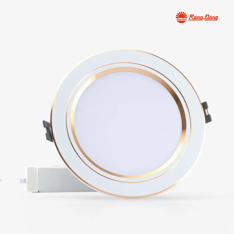 Đèn LED Downlight âm trần viền vàng AT10 9W phi 110 Rạng Đông