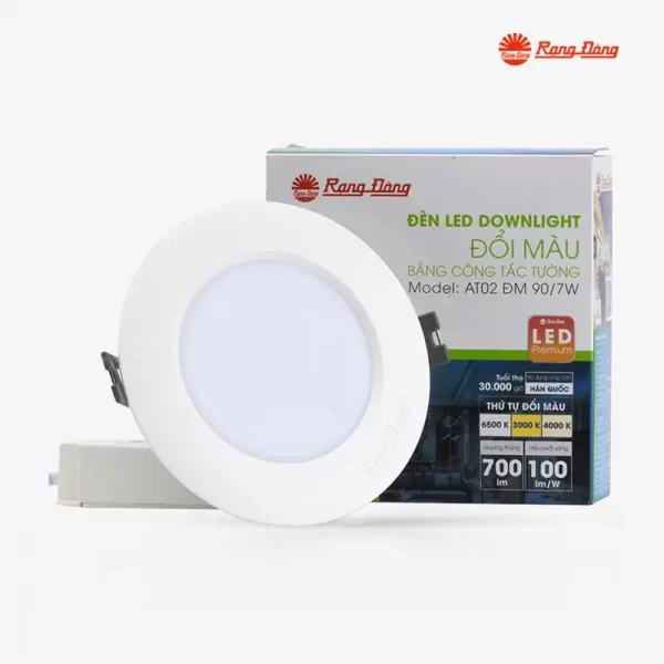 Đèn led downlight đổi màu rạng đông AT02 DM 7W phi 90